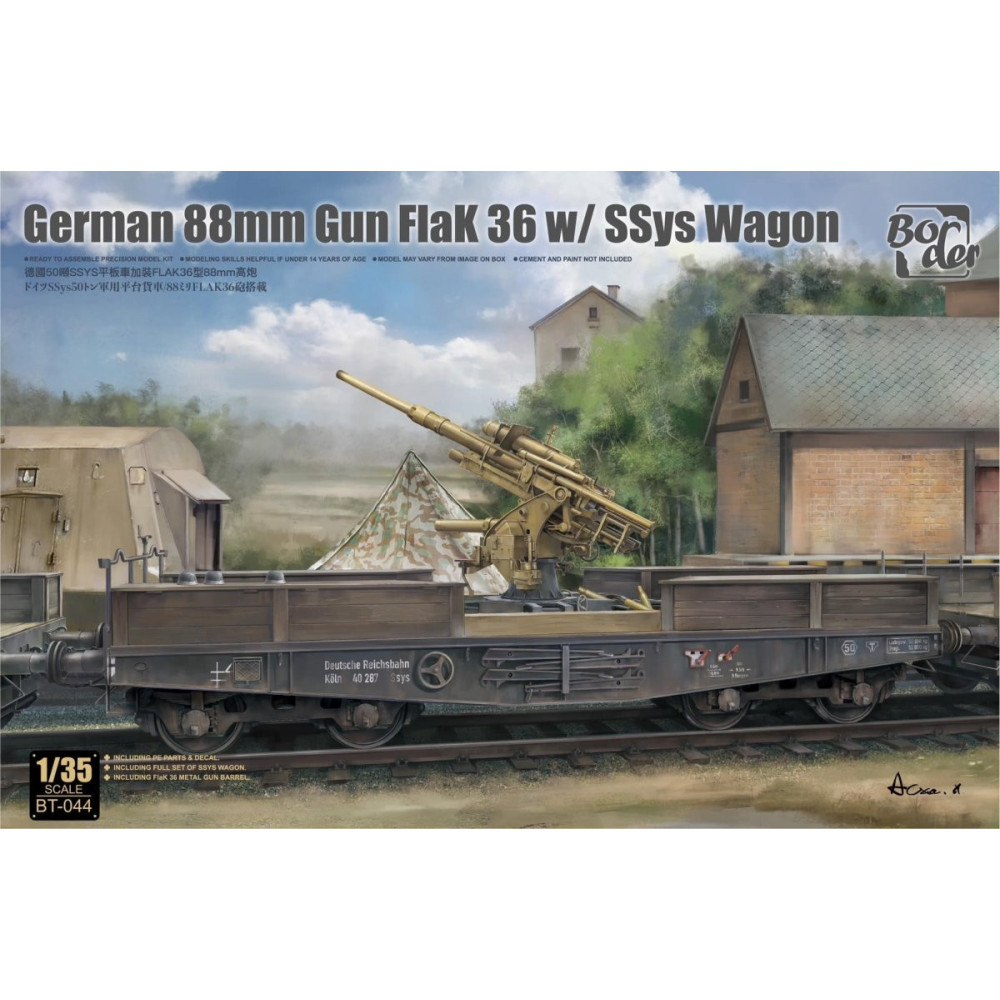 Buy Border Model BT044 1:35 German 88mm Gun Flak 36 with SSys Wagon  WWII Model Kit