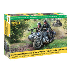 Модель мотоцикла Zvezda Zündapp K800 1:35 Вторая мировая война, немецкий мотоцикл с коляской и экипажем