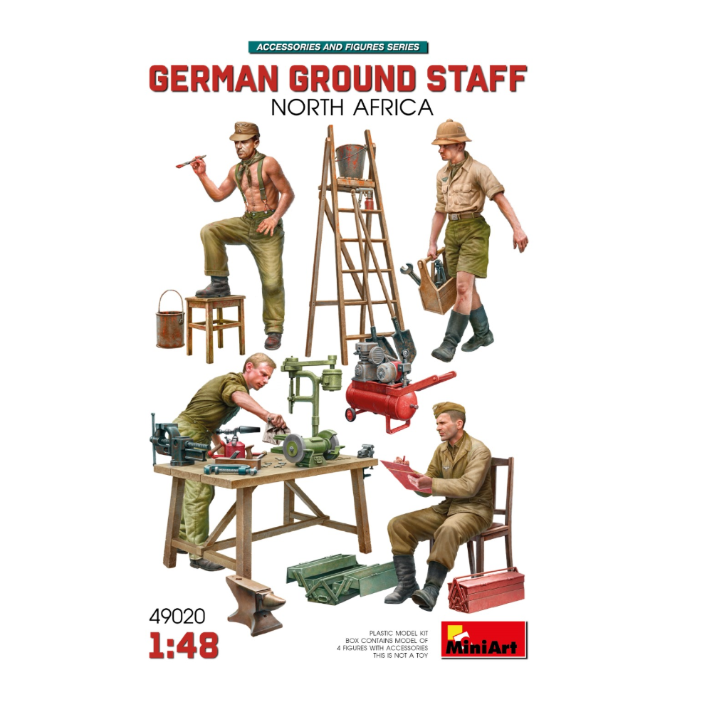 Miniart 1:48 German Ground Staff with accessories - 4 figures. North Africa Miniart 1:48 German Ground Staff with accessories - 4 figures. North Africa