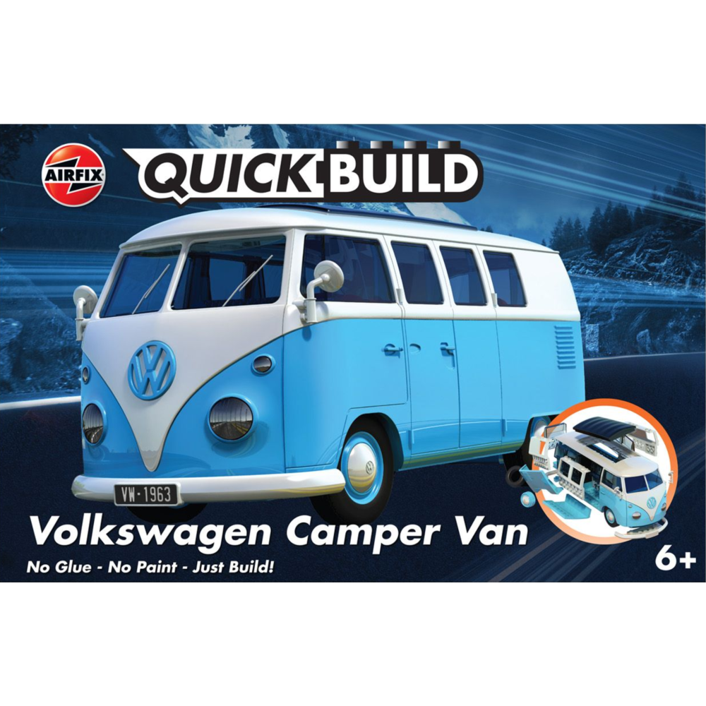 Airfix QUICKBUILD Фольксваген Кемпер Ван Синий | Ретро модельный набор с защелкивающимися деталями