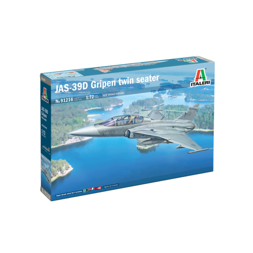 Italeri 1:72 Saab JAS-39D Gripen divvietīgais | Zviedrijas iznīcinātāja modeļa komplekts