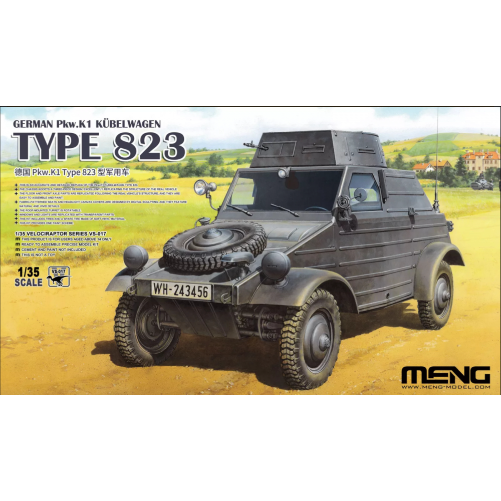 Meng Model VS-017 Kübelwagen Type 823 1:35 | German WWII Recon Vehicle with Turret