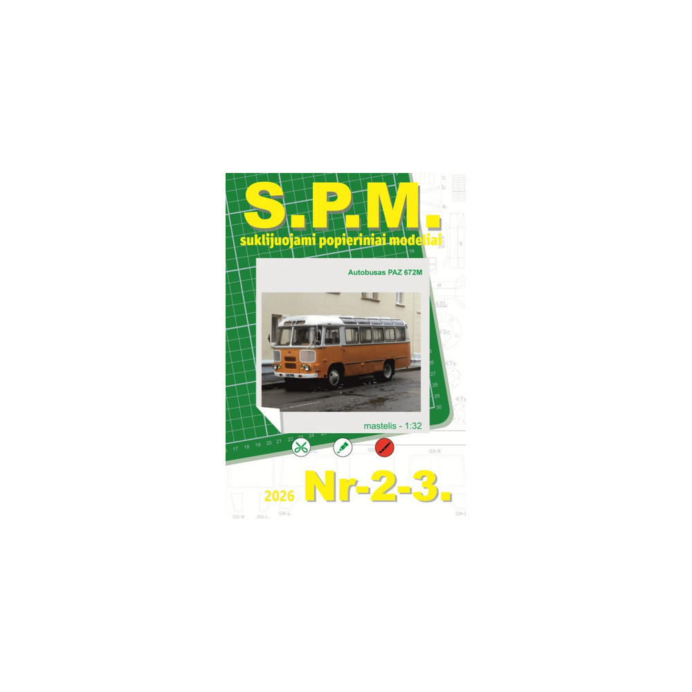 S.P.M. modeļi PAZ 672M autobuss | Padomju autobusa papīra modelis
