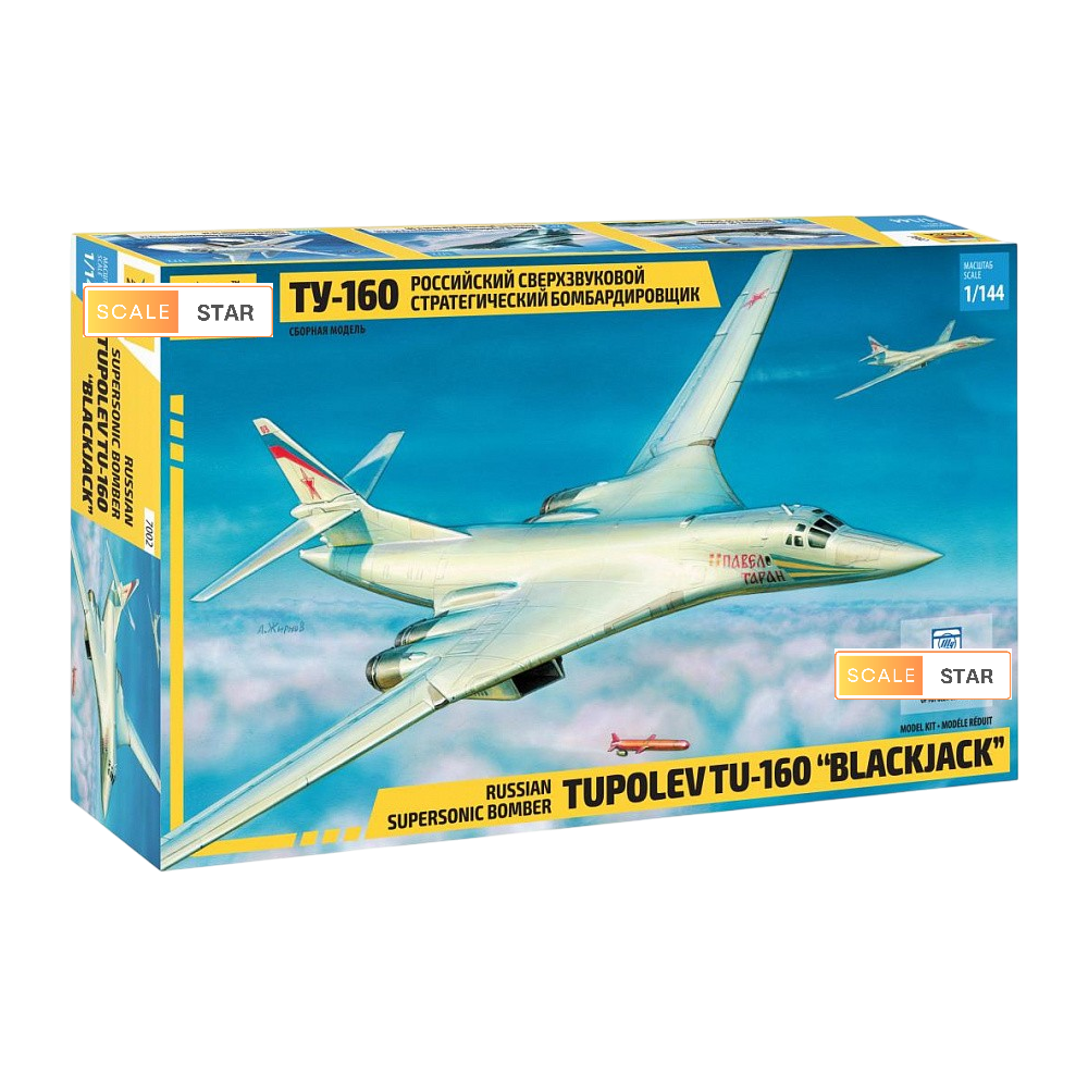 Zvezda 1:144 Tupolev Tu-160 “Blackjack” | Krievijas stratēģiskā bumbvedēja modeļa komplekts (7002)