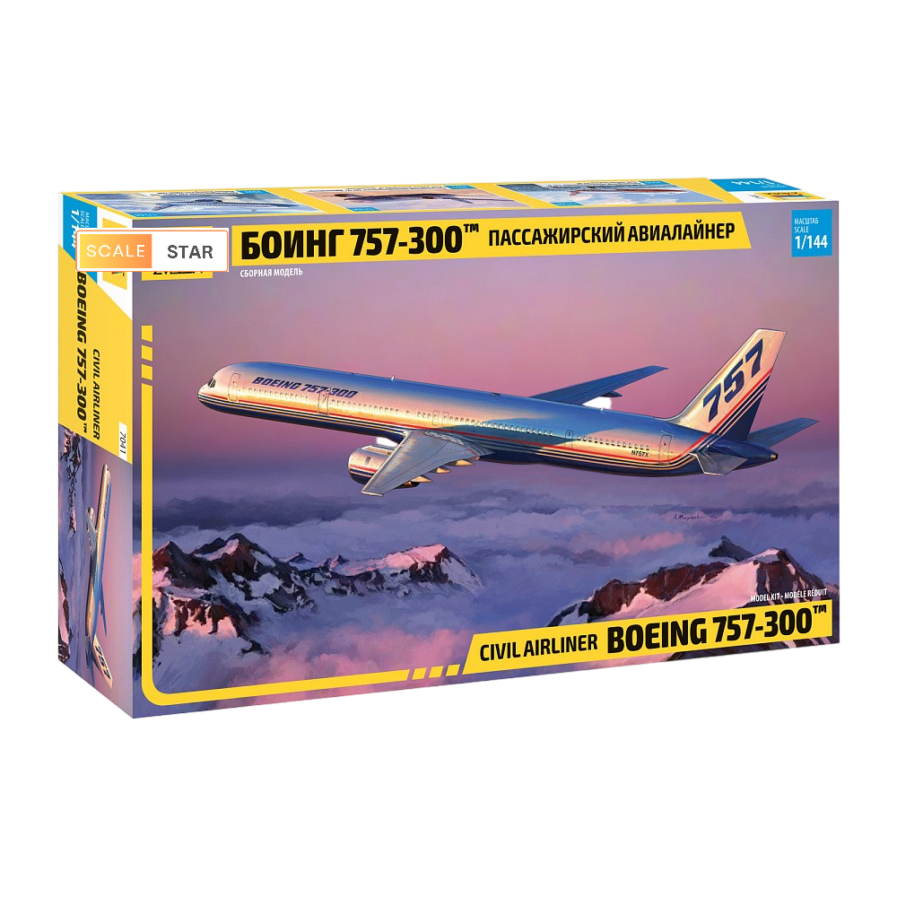 Zvezda 1:144 Boeing 757-300 civilās aviācijas plastmasas modeļa komplekts (7041)