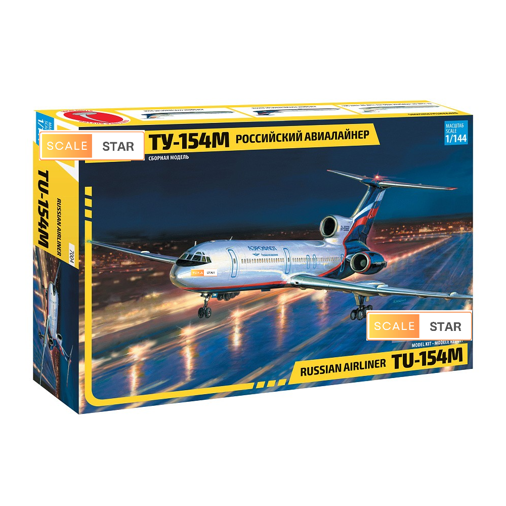 Zvezda 1:144 Tupolev Tu-154M | Padomju pasažieru lidmašīnas plastmasas modelis (7004)
