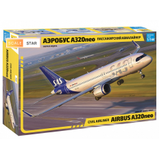 Zvezda 1:144 Airbus A320neo | Civilās aviolīnijas plastmasas modeļa komplekts (7037)