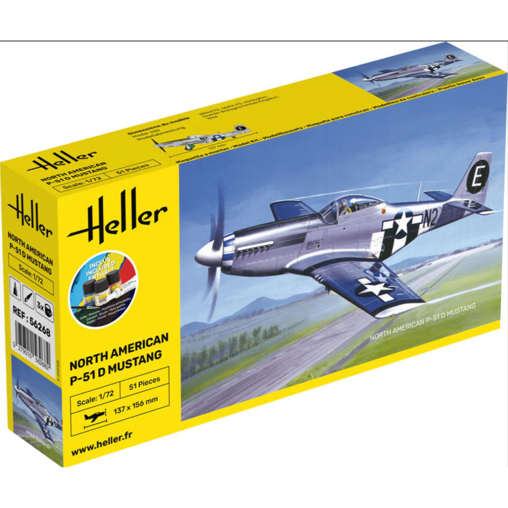 Heller 56268 STARTER KIT P‑51 Mustang 1/72 | Salikšanas komplekts
