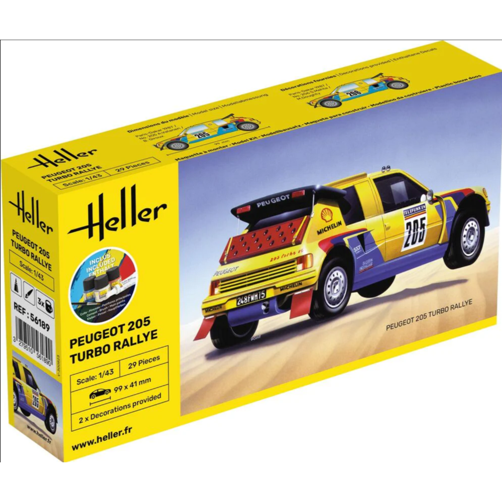 Heller 56189 STARTER KIT Peugeot 205 Turbo Rallye 1/43 | Salikšanas komplekts