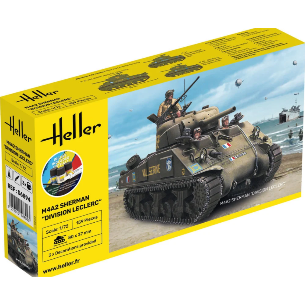 Starta komplekts Heller 1:72 M4A2 Sherman Leklerka divīzija | Saliekamais modelis