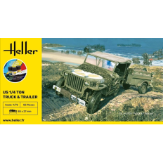 Heller 1:72 sākuma komplekts ASV 1/4 tonnas kravas automašīna un piekabe 56997 | Saliekamais modelis