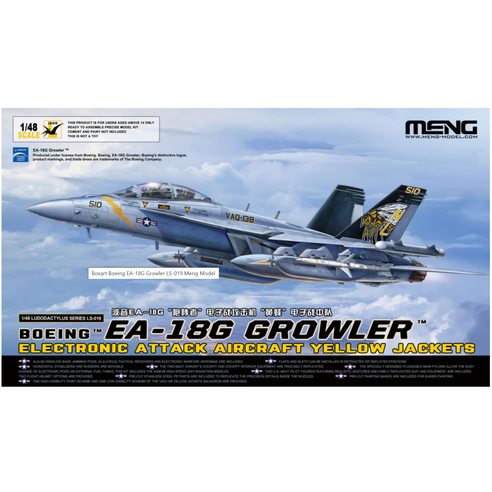 Meng Model LS019 1:48 Boeing EA-18G Growler Electronic Attack Aircraft Yellow Jackets Meng Model LS019 1:48 Boeing EA-18G Growler Electronic Attack Aircraft Yellow Jackets