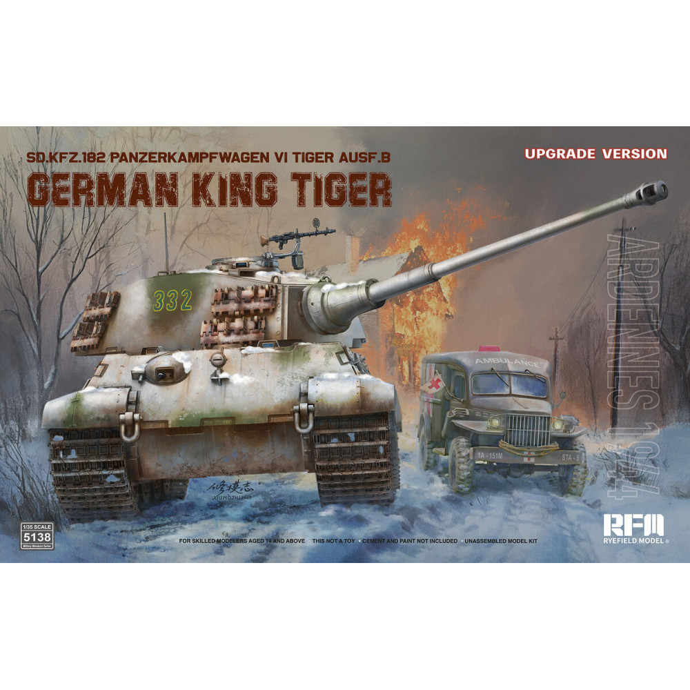 Ryefield model 5138 1:35 Sd.Kfz.182 Panzerkampfwagen VI Tiger Ausf.B “King Tiger” ARDENNES 1944 UPDATED VERSION Ryefield model 5138 1:35 Sd.Kfz.182 Panzerkampfwagen VI Tiger Ausf.B “King Tiger” ARDENNES 1944 UPDATED VERSION